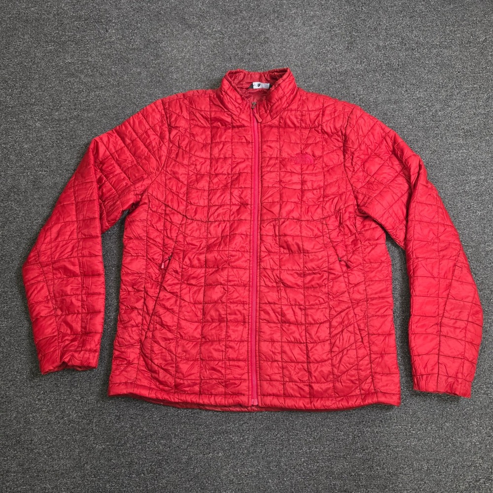 The North Face ThermoBall Jacket Red Mens Large Quilted Puffer Full Zip NF0A3JPO